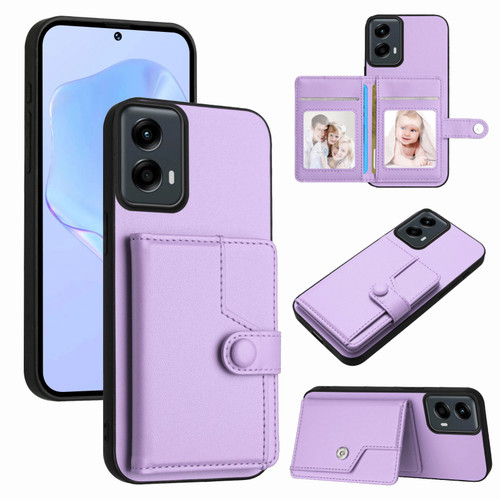 Moto G 5G 2024 Button Card Bag RFID Anti-theft Phone Case - Purple
